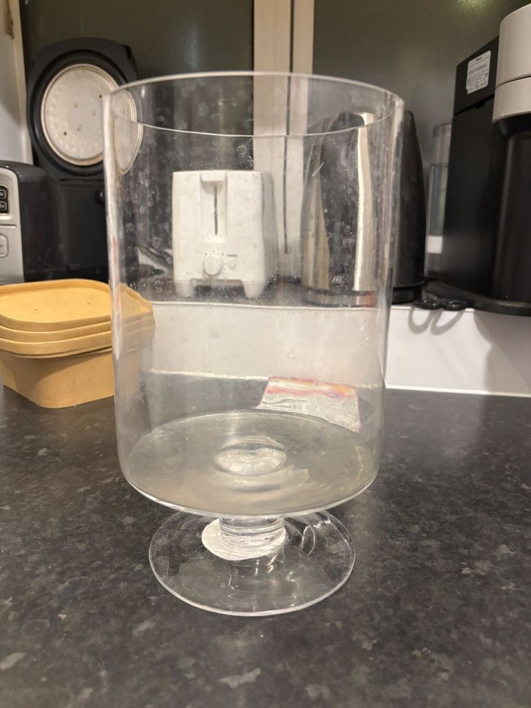Clear Glass Vase/Candle Holder – Good Condition