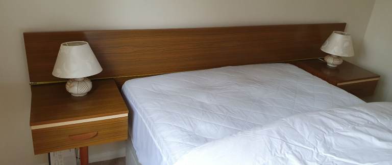 Albany Teak Double bed headboard and floating bedside tables