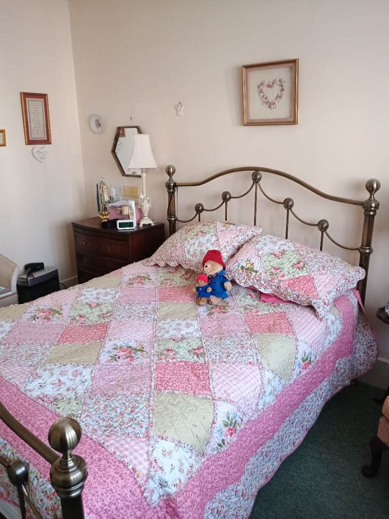 Gunmetal double bed and mattress 