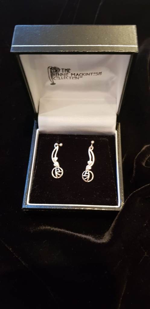 Silver drop ear-rings (Rennie Mackintosh)