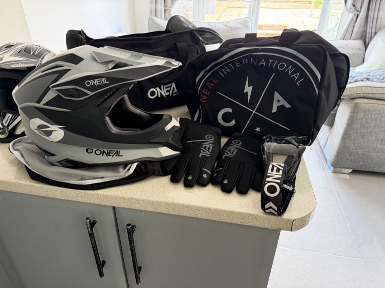 Motorbike helmet and goggles