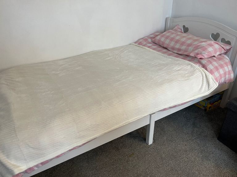 White heart single bed frame only - argos.