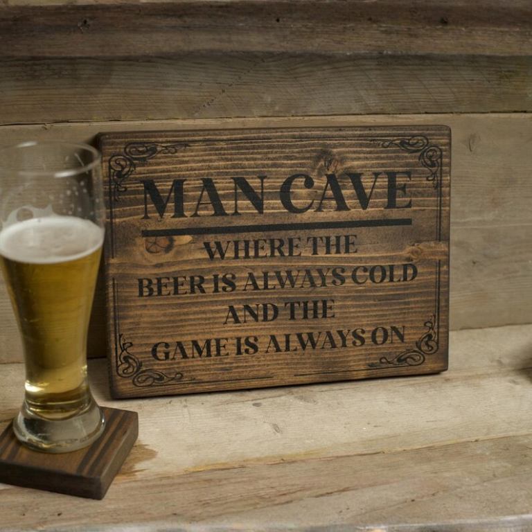 Man Cave Wooden Sign – Rustic Home Bar Wall Plaque