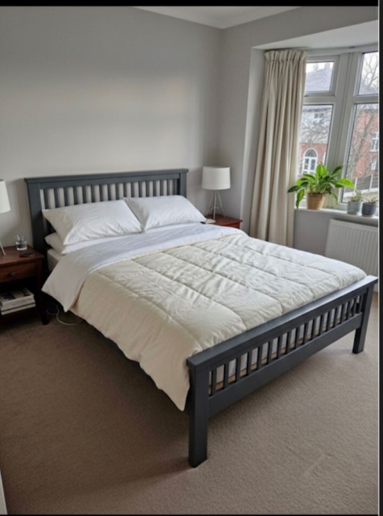 image for King strong wooden bed and mattress 