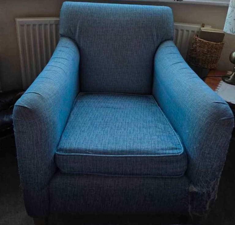 Laura Ashley armchair with pine legs - a perfect upholstery project