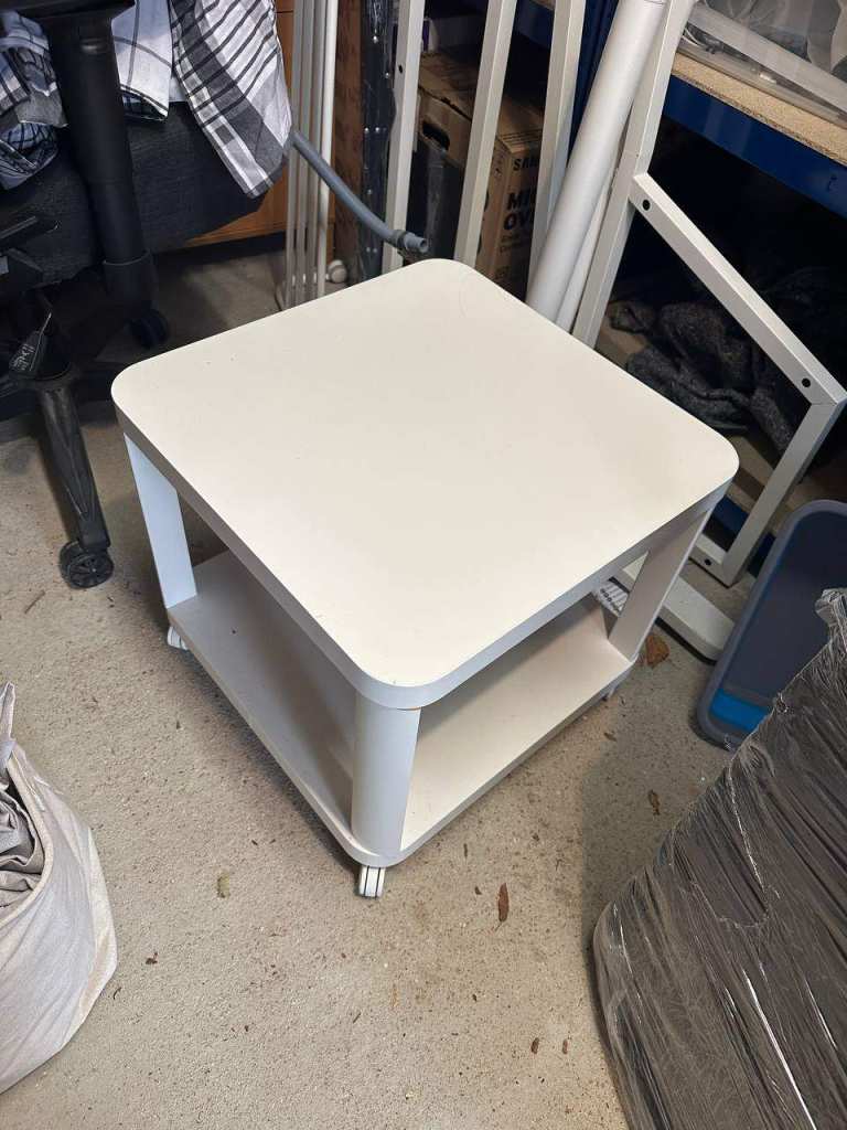 TINGBY Side table on castors, white, 50x50 cm