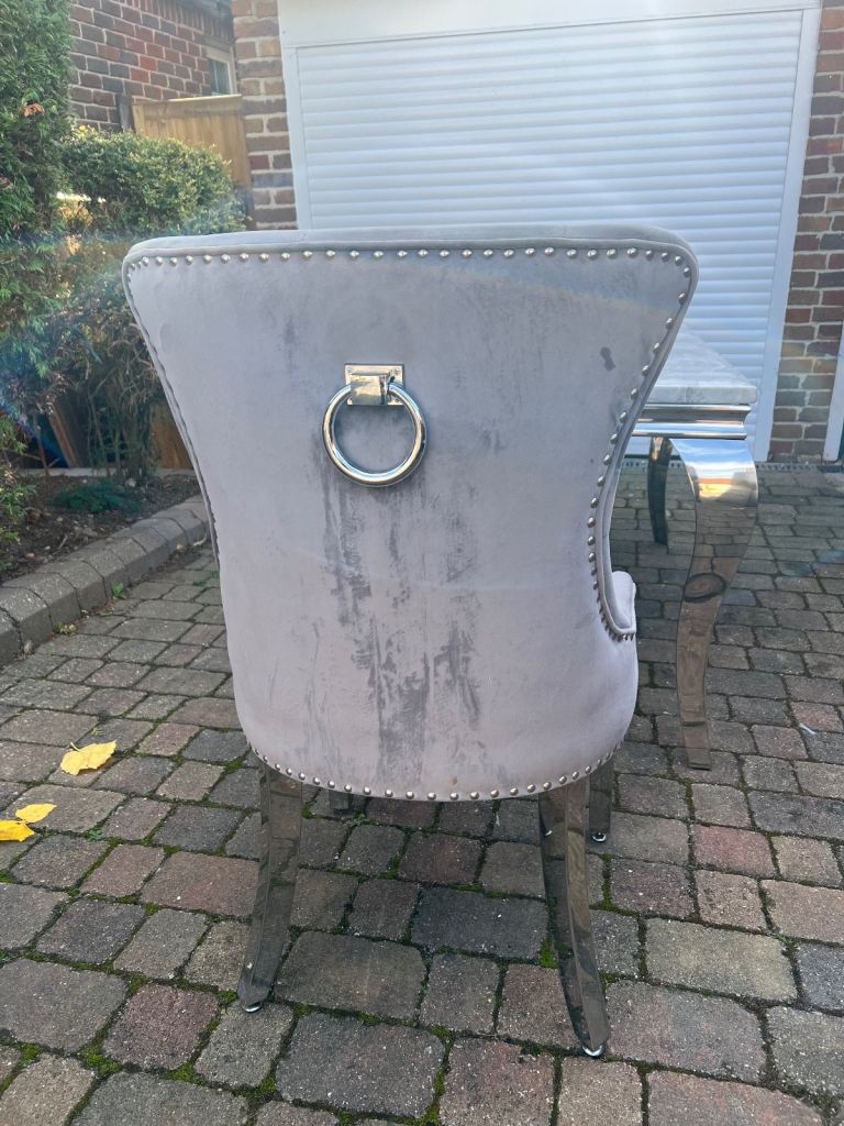 Marble and chrome dining table and 6 chairs 