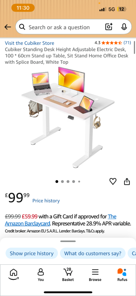 Electric adjustable office table + chair
