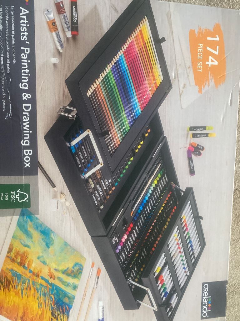 Crealando Artists' Painting & Drawing Box – 174 Piece Set