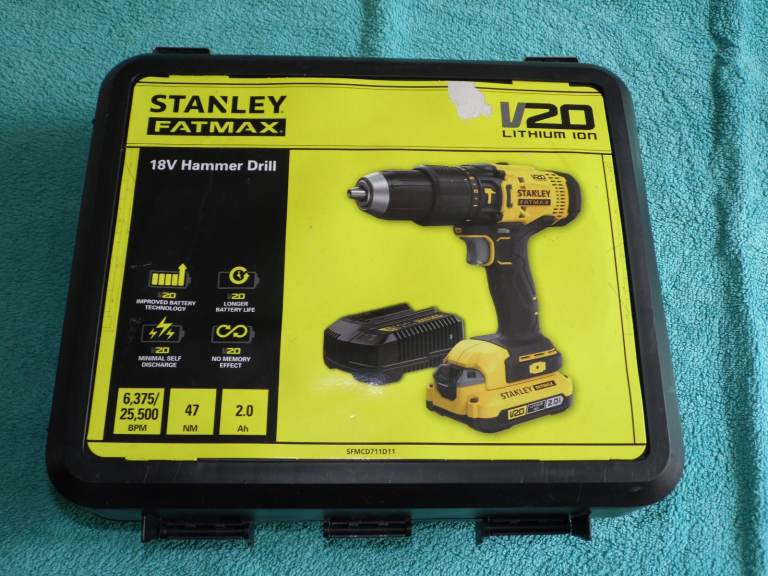 STANLEY FATMAX V20 LI-ION 18V CORDLESS HAMMER DRILL 1 x 2AH BATTERY and CHARGER