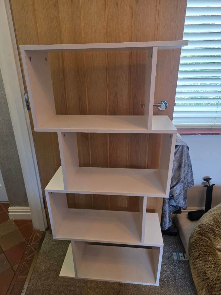 White storage shelving