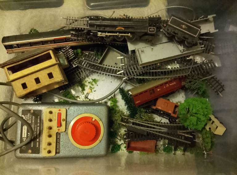 Lms train. Set with tender signal box track scenery and power supply 