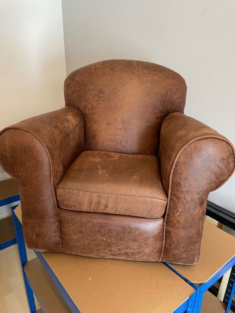 Child’s Brown Suede Armchair - Good Condition