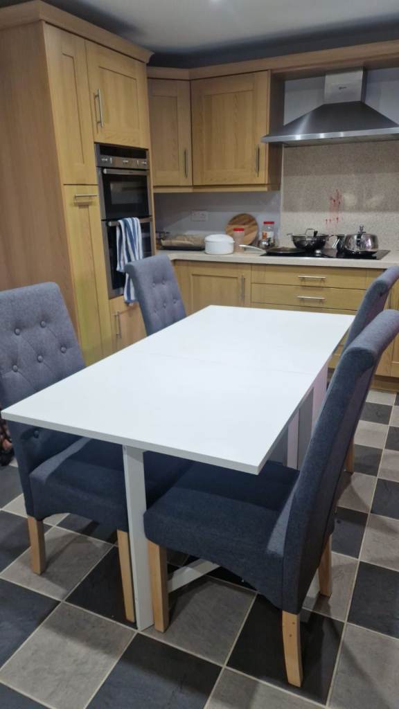 IKEA NORDEN / FRÖSVI Dining Table and 4 Chairs – White, Drop-Leaf