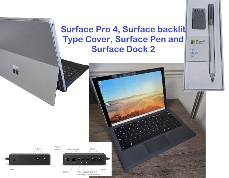 MS SURFACE Pro 4 - Intel i5 - 4Gb, 128Gb SSD, Micro SD, MS Type Cover, Surface Pen, Surface Dock 2