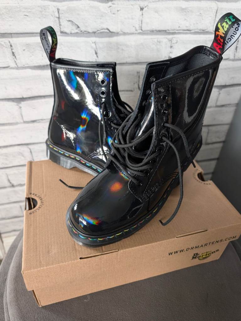 Dr. Martens 1460 Rainbow Patent Boots - UK 6, New