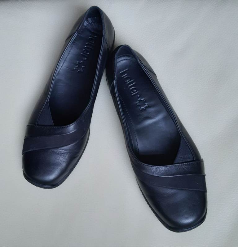 Hotter Womans SERENITY Black Leather Shoes Size 5 EXF wide