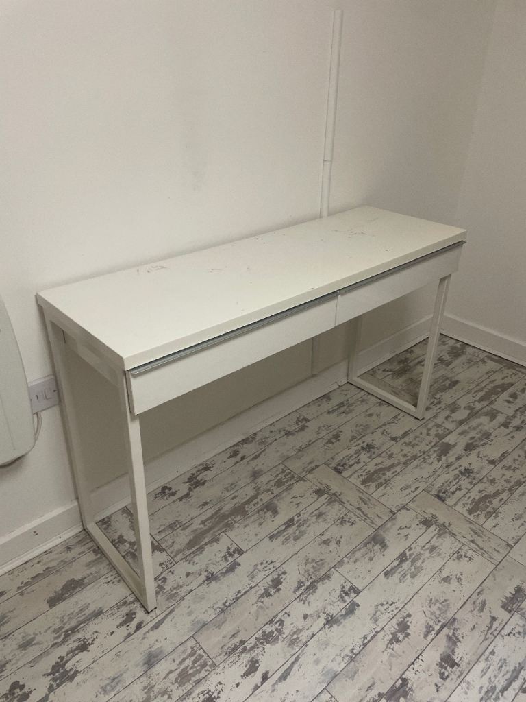 IKEA White Wooden Desk with Drawers – Good Condition