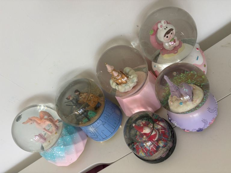 Set of 7 Decorative Snow Globes – Various Designs, Good Condition