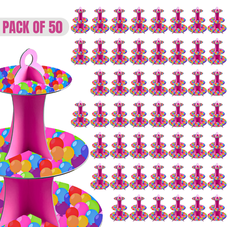 50 x Party Time Cake Stands Job Lot | Cardboard Cupcake Stands | Birthday Party Supplies