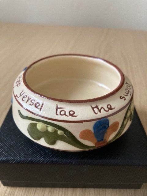 Vintage Aller Vale Pottery Torquay Mottoware Sugar Bowl England