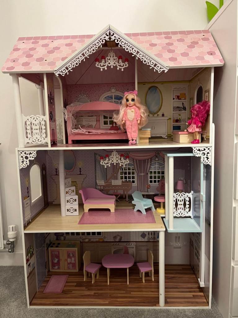 image for Large dolls house with furniture, lift and dolls