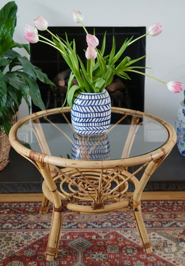 Mid Century Round Bamboo Coffee Table