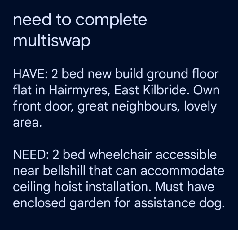 Near Bellshill for East Kilbride (multiswap)