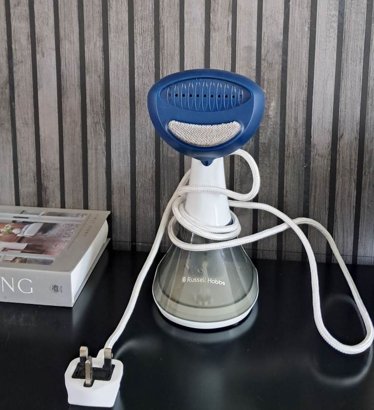 Russell Hobbs Handheld Garment Steamer - White & Blue, Good Condition