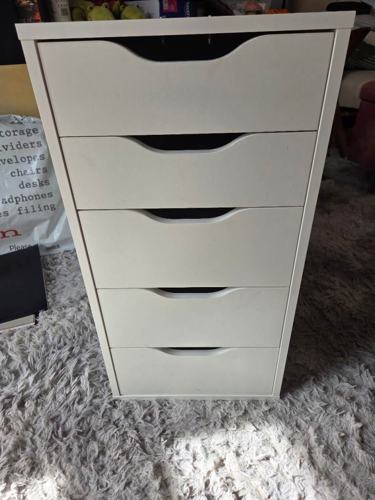IKEA Alex 5-Drawer Unit – White, Good Condition
