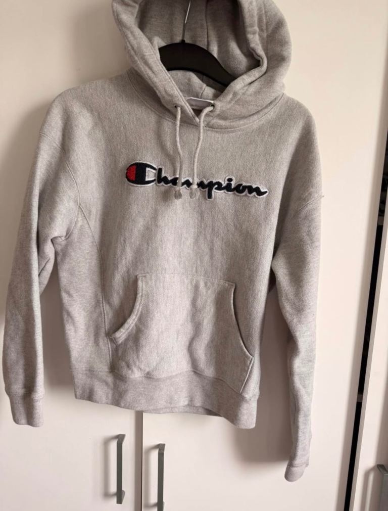 Champion Grey Hoodie - Small Size, Good Condition