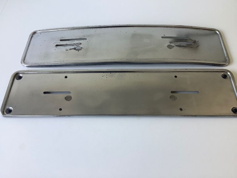 Vintage Mercedes Benz R107 Number Plate Holders