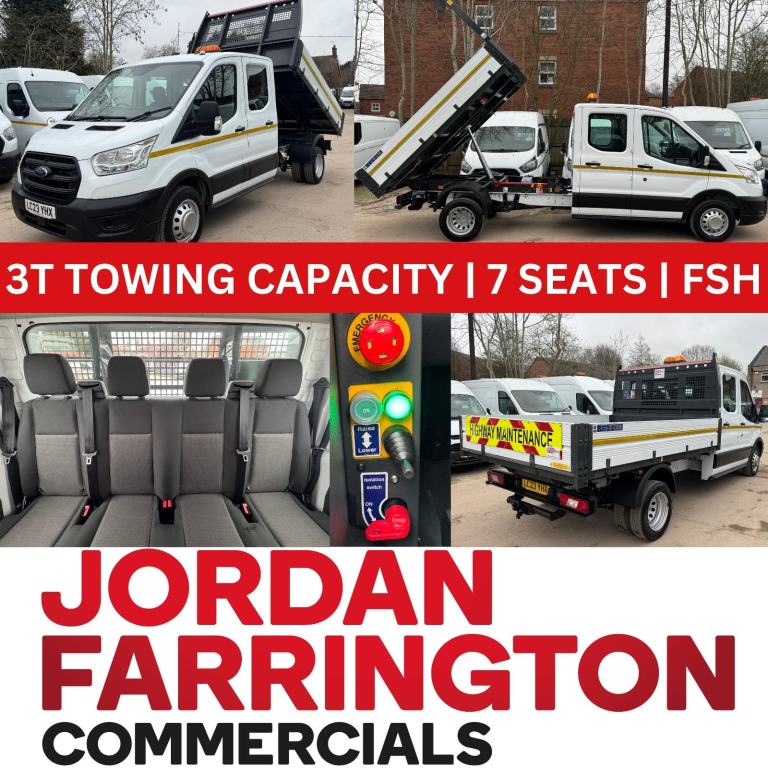 2023 FORD TRANSIT 350 130BHP RWD DRW DOUBLE CAB TIPPER**3 TON TOWING CAPACITY**