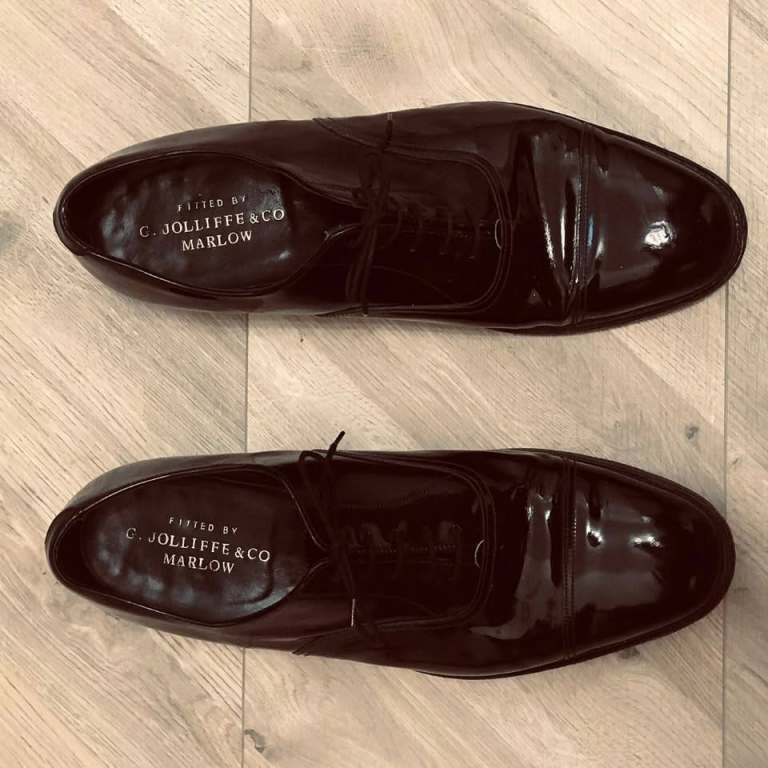 Men’s Black Patent Oxford Shoes – G. Jolliffe & Co Marlow – Size 12