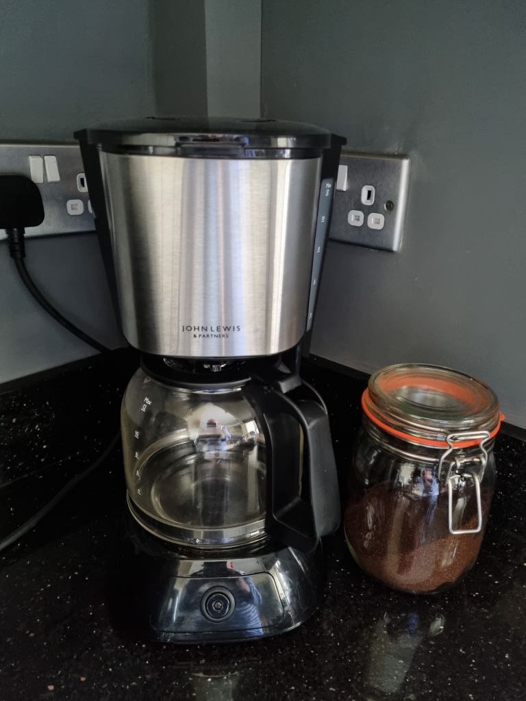 John Lewis Filter Coffee Machine - Black & Stainless Steel