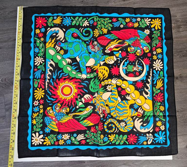 Colourful Folk Art Style Fabric Square - As Good As New