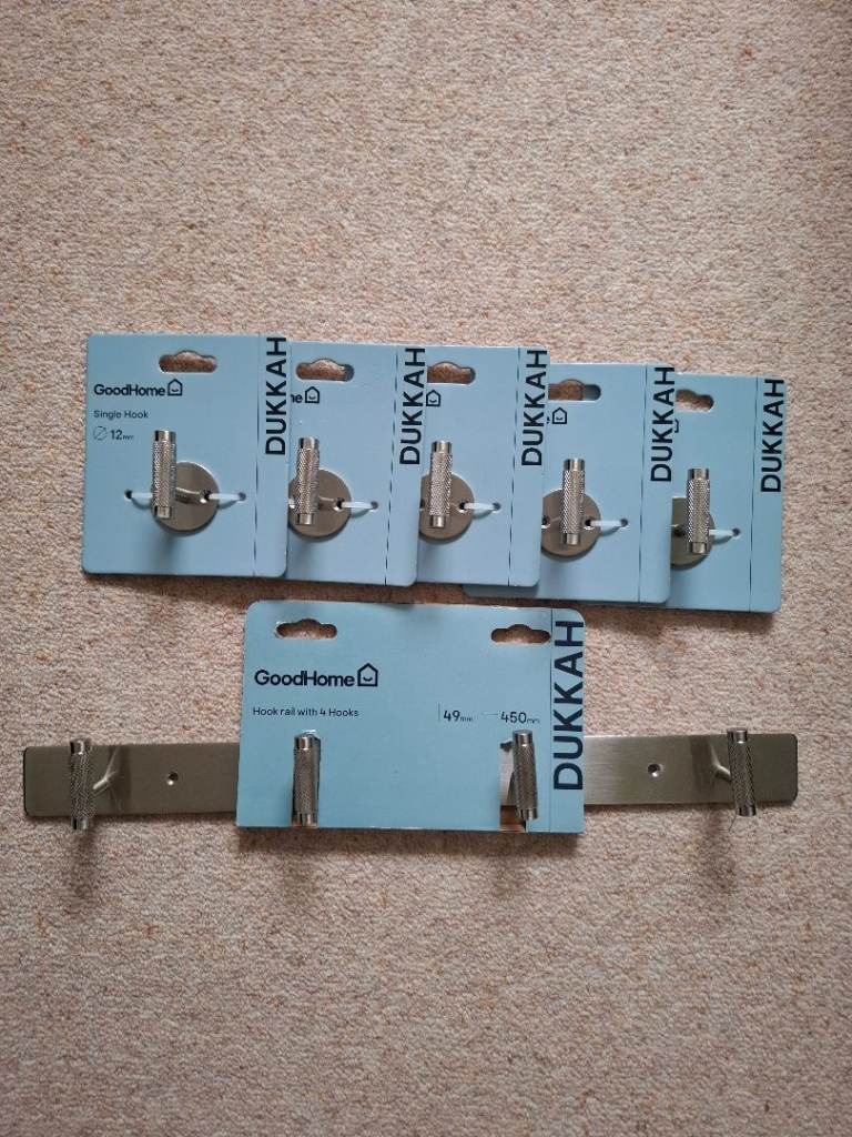 GoodHome Dukkah Single Hooks & Hook Rail – New