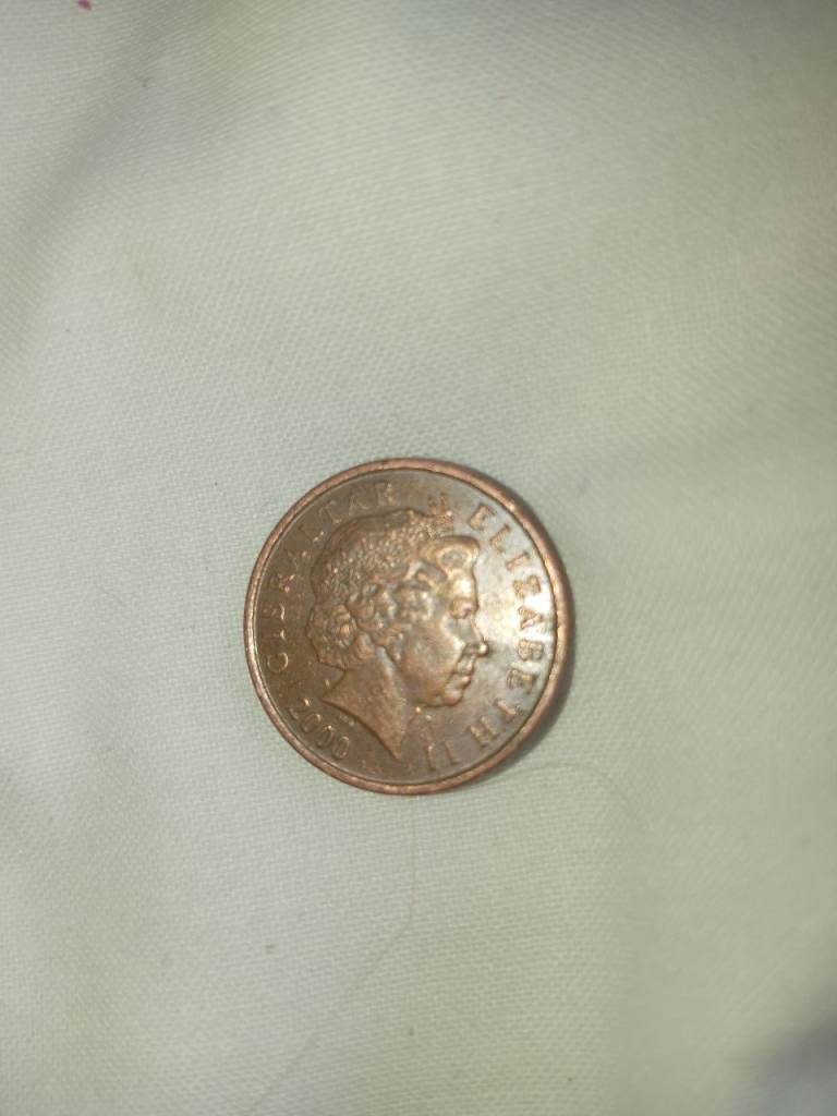 Old British Penny Coin with Queen Elizabeth II