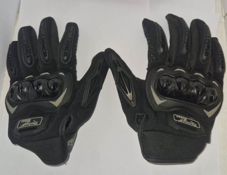Motorcycle Riding Gloves – Protective Hard Knuckle – Black – Size XL