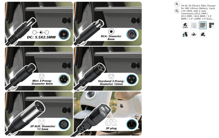 54.6V 2A Electric Bike Charger for 48V Battery, 110-240V, 6 Jacks|| Brand new 50% off price 