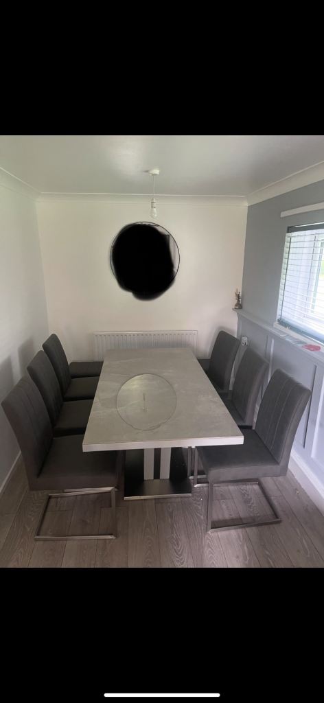 Grigio Large Extending Dining Table + 6 Chairs & Bench – Furniture Village