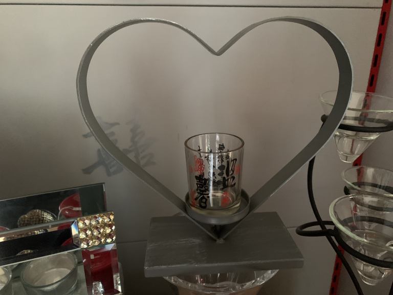 New- Metal Love Heart Candle Holder 