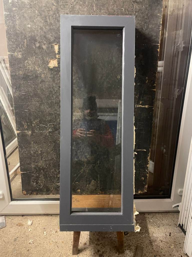 H 101 x W 35 cm - ANTHRACITE ALUMINIUM DOUBLE GLAZED WINDOW-CLEAR GLASS**BY ORIGIN**(REF: SJ473) 