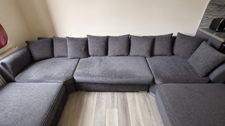 Bishop Luxe Soft Chenille U-Shape Scatter Back Sofa 
