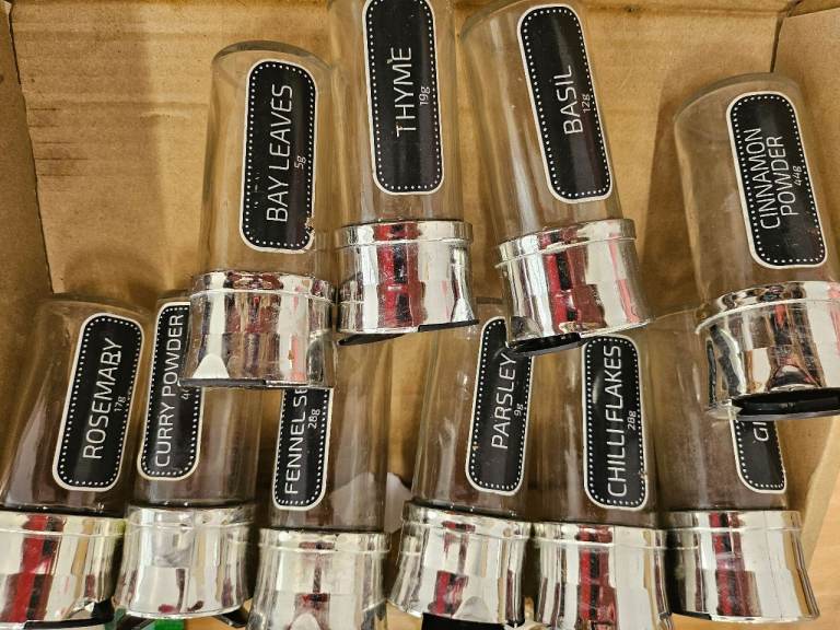 10 Glass Spice Jars
