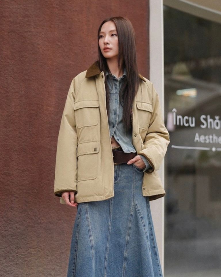 UR Women Down Khaki Pocket Jacket