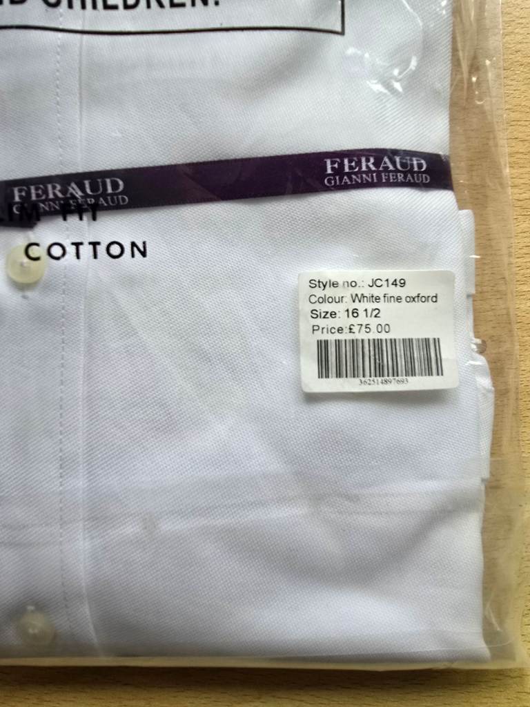 Gianni Feraud men's 100% Oxford cotton shirt 16.5 collar