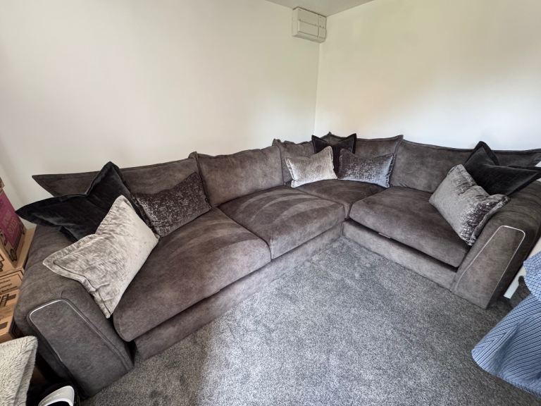 Dark grey L shaped sofa