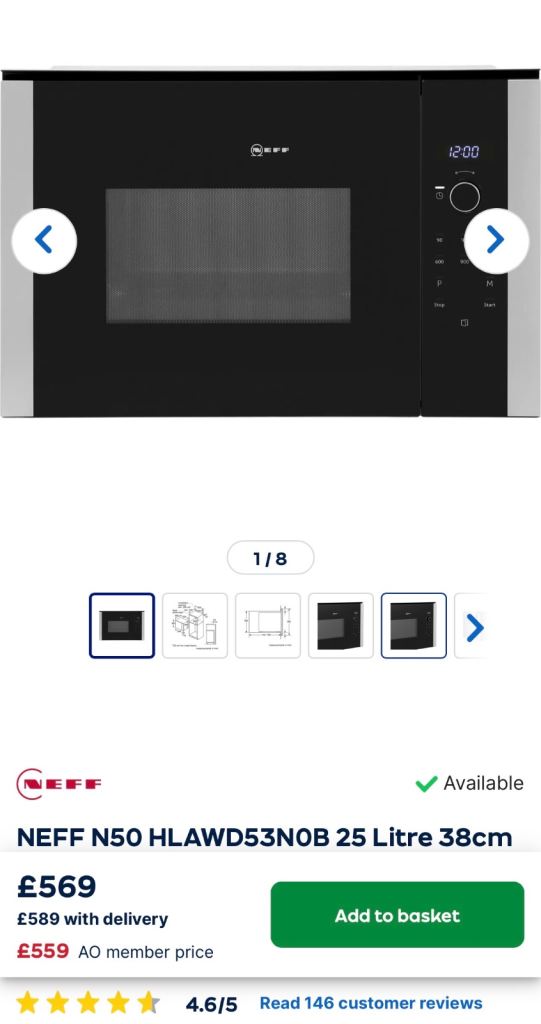 Built in Neff microwave oven 