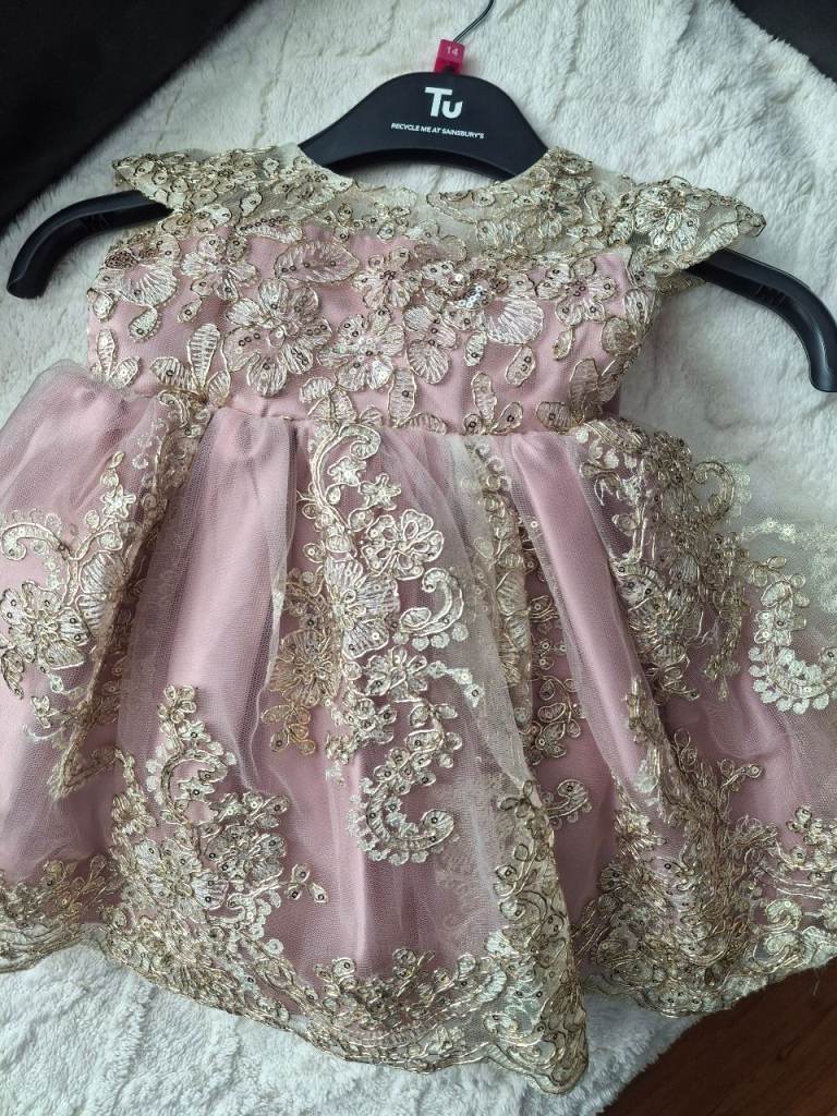 Little girl pink and gold dress